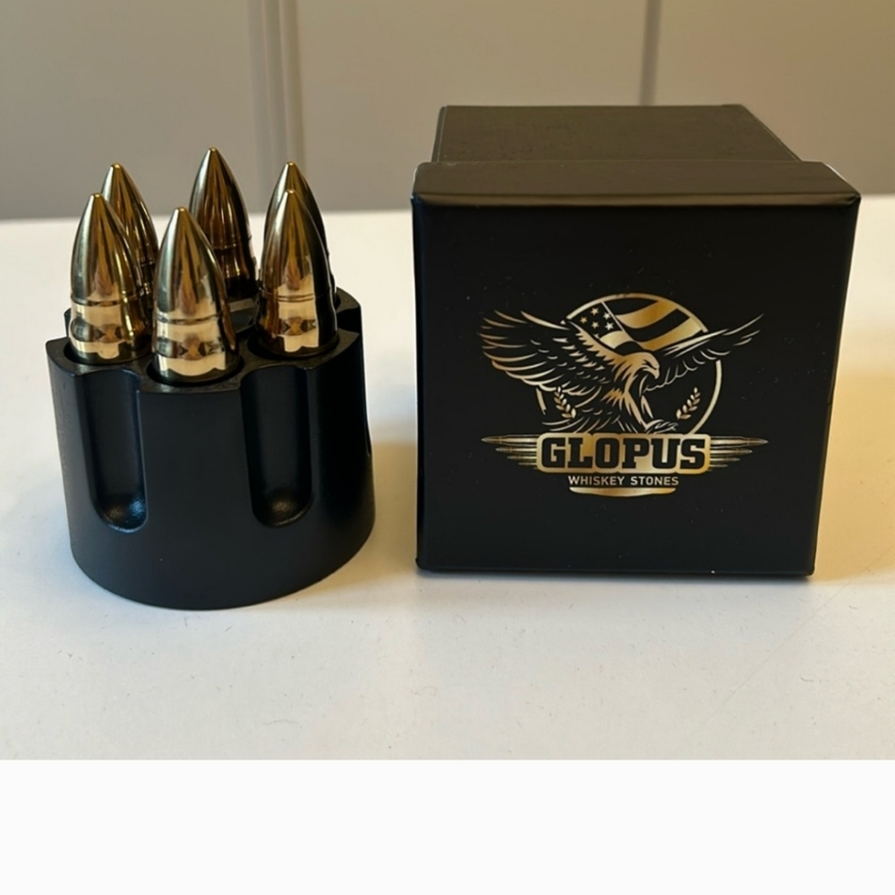 NEW NWOT Glopus Best Dad Ever gold tone bullet shaped whiskey stones